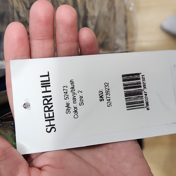 Size 2/4 dark navy pink sequin floral and tulle aline gown by Sherri Hill NWT - Picture 14 of 16